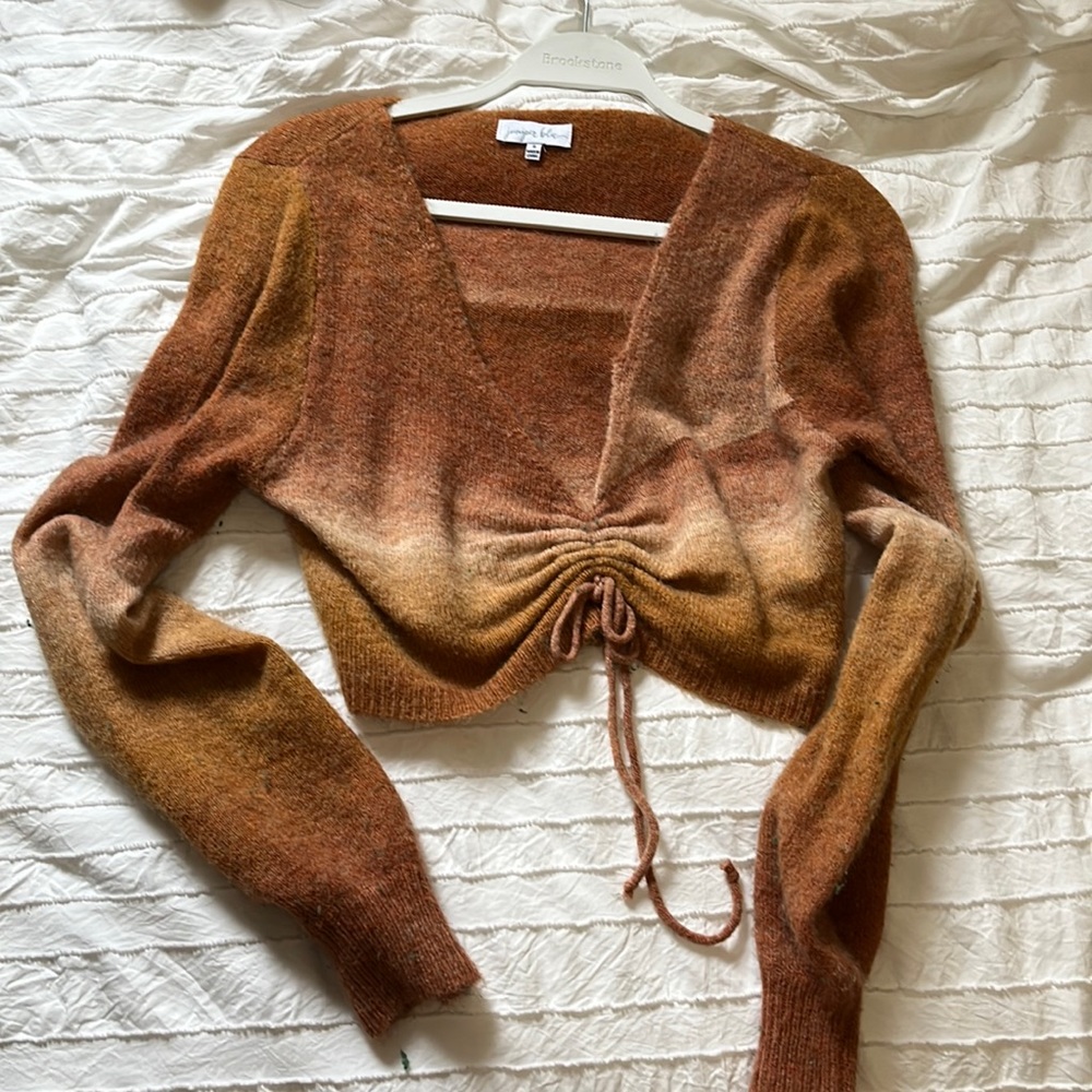 Juniper blu orange autumn cropped knit sweater